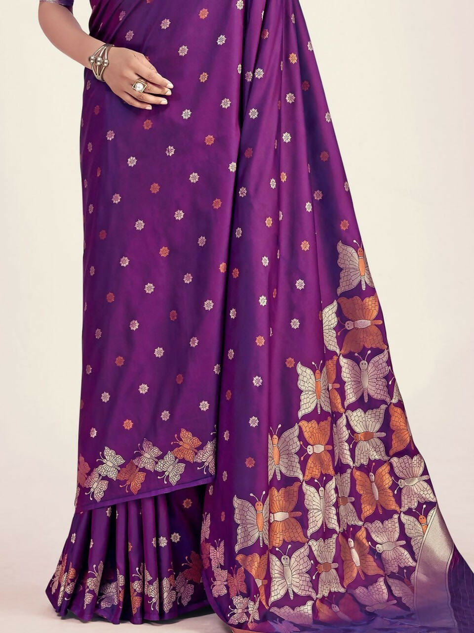 Preksha Creation Banarasi Soft Silk Women Purple Saree - Distacart
