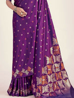 Thumbnail for Preksha Creation Banarasi Soft Silk Women Purple Saree - Distacart