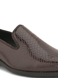 Thumbnail for House of Pataudi Men Textured Round Toe Formal Loafers