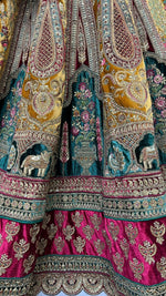 Thumbnail for Jyoti Fashion Women's Mustard Velvet Multi Thread Embroidered, Patch Work with Zircon Diamond Wedding Lehenga Choli - Distacart