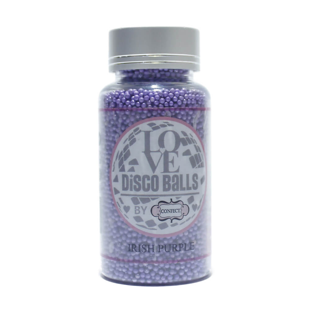 confect irish purple disco balls sprinkles 2 mm 120 gms