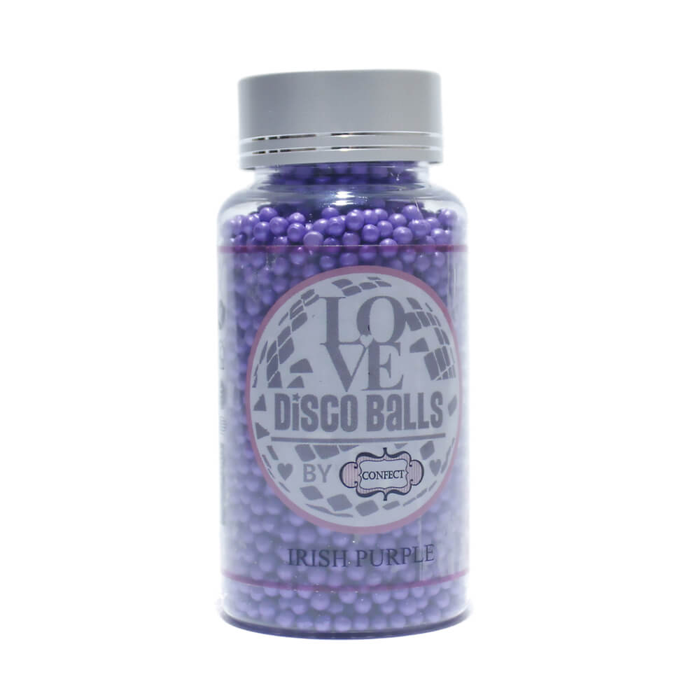 confect irish purple disco balls sprinkles 3 mm 120 gms