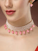 NVR Women's Pink Artificial Beads Layered Necklace with Drop Earring - Distacart