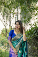 Thumbnail for Vishnu Weaves Women's Rama Banarasi Silk Saree with Blouse - Distacart
