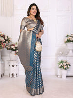 Thumbnail for Aastha Fashion Teal Organza Silk Weaving Saree - Distacart