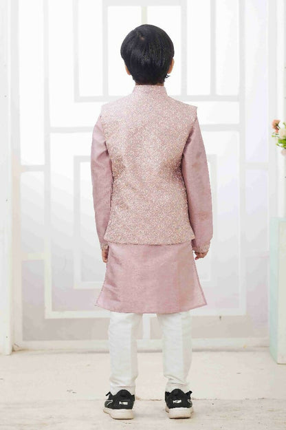 Raivat Ethnic Art Silk Embroidery Work 3 Pics Jacket Set In Onion Pink Colour - Distacart