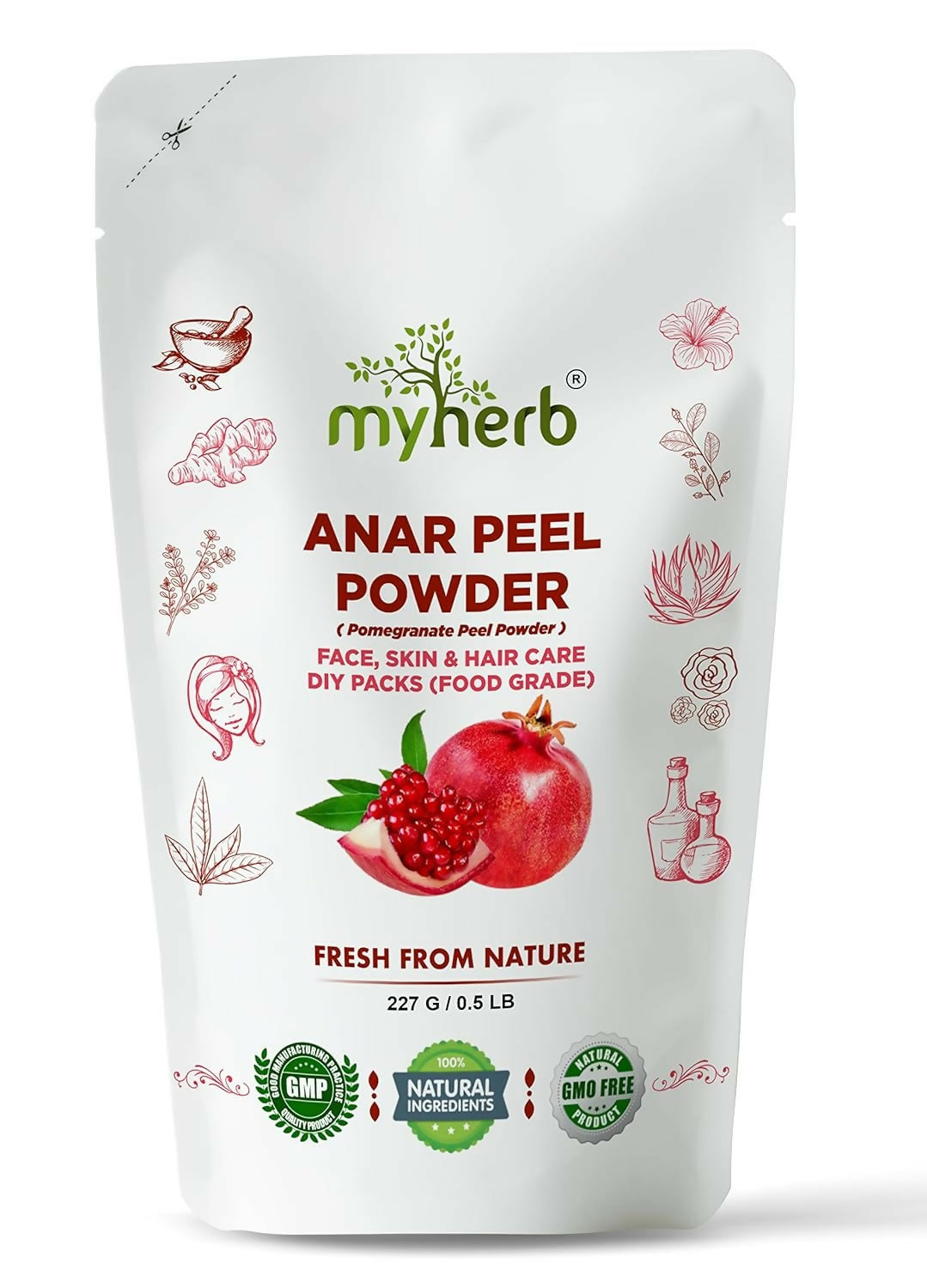 Myherb Pure Natural Organic Anar Peel Powder - Distacart