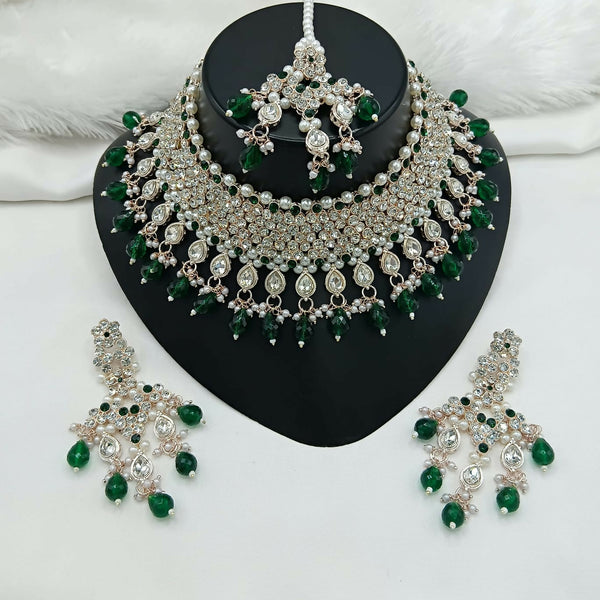 Joban Fashion Women Green Stone Work Necklace Set - Distacart
