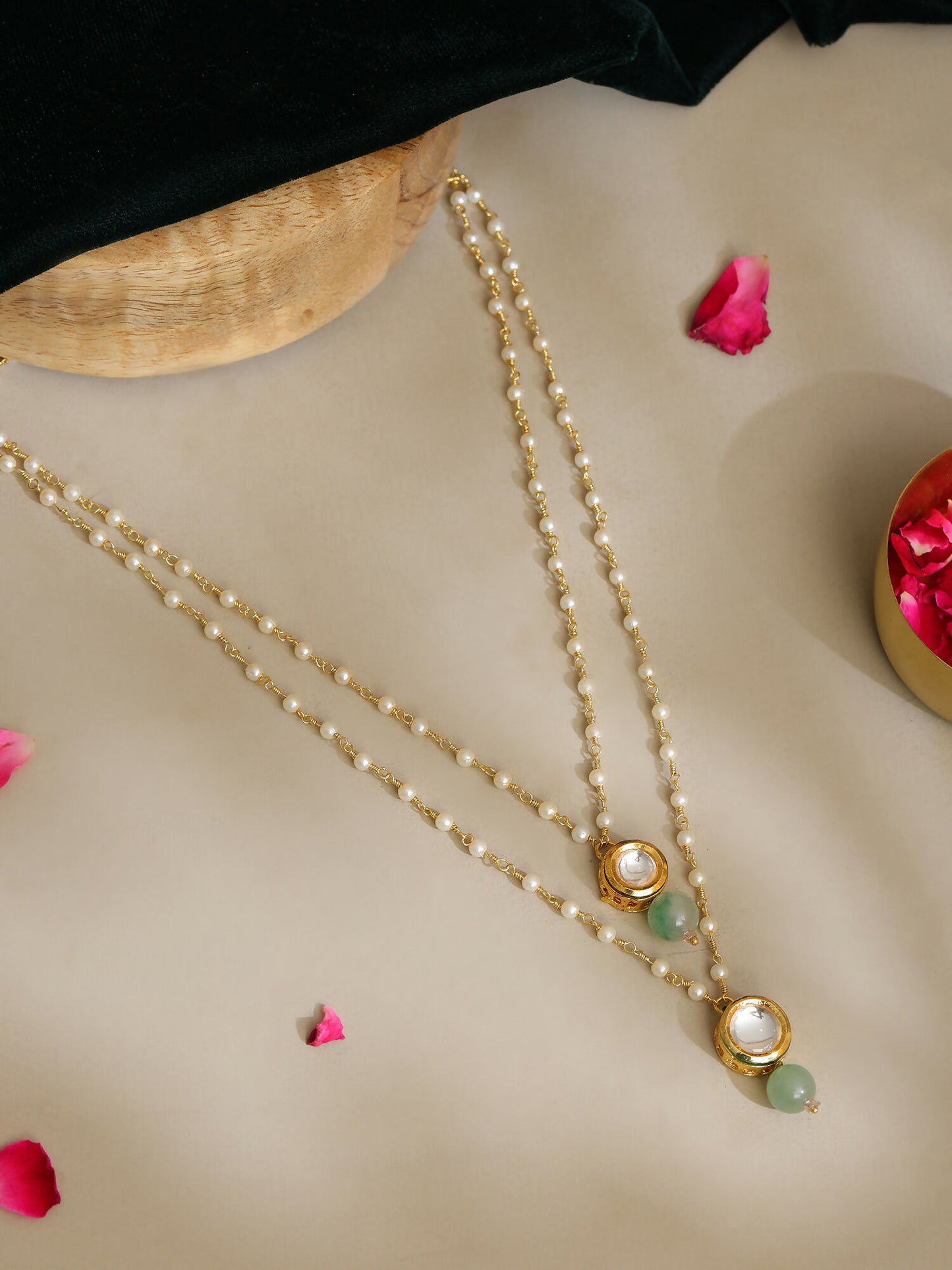 Ruby Raang Green Aventurine & Kundan Necklace - Distacart