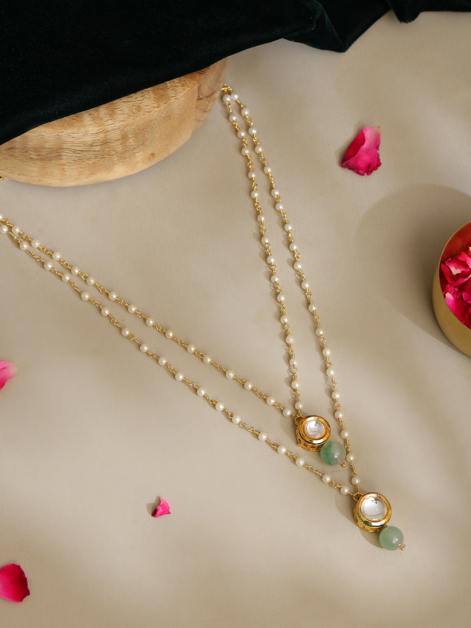 Ruby Raang Green Aventurine & Kundan Necklace - Distacart