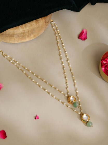 Ruby Raang Green Aventurine & Kundan Necklace - Distacart