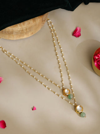 Ruby Raang Green Aventurine & Kundan Necklace