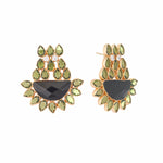 Thumbnail for Nuyug 22K Gold Plated Dark Crystal Studded Contemporary Floral Shaped Stud Earrings