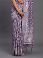 Thumbnail for Astita Linen Cotton Violet Saree