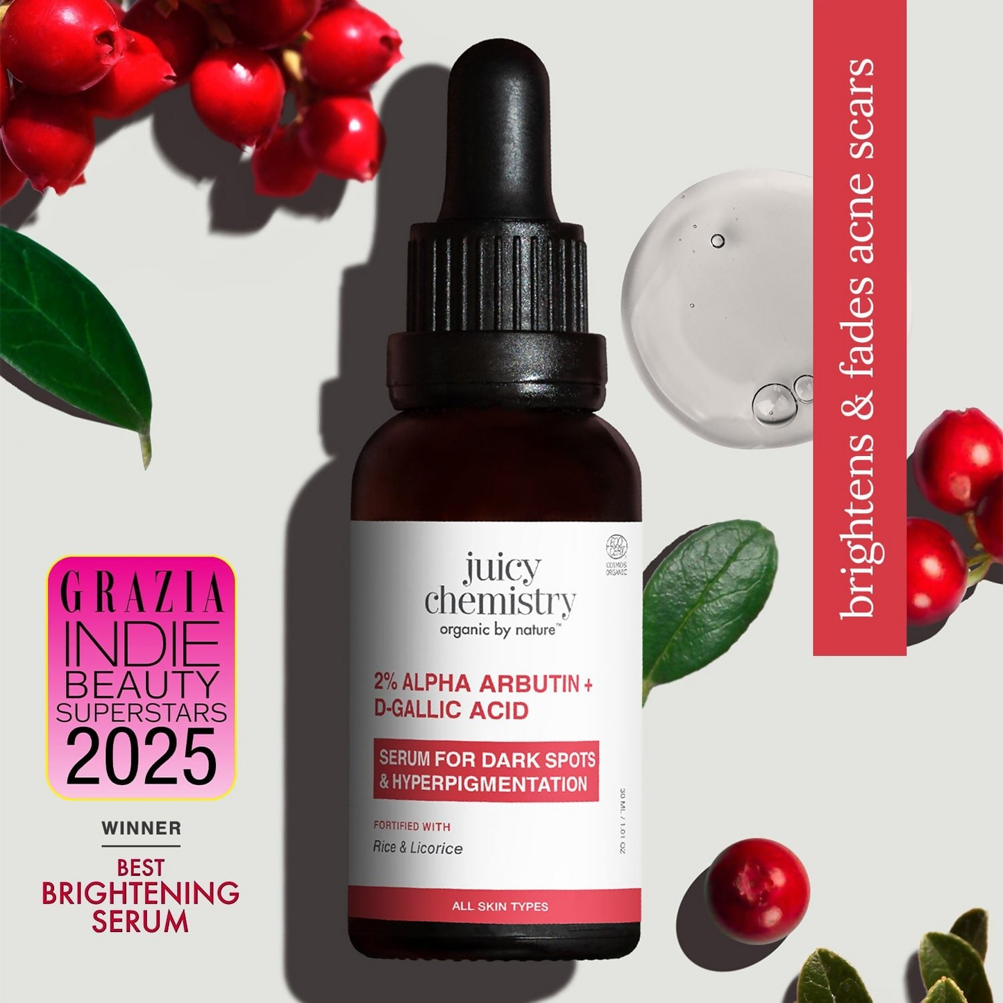 Juicy Chemistry 2% Alpha Arbutin + D-Gallic Acid Face Serum - Distacart