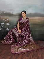 Thumbnail for Shree Shyam Fashion Wine Silk Blend Saree - Distacart