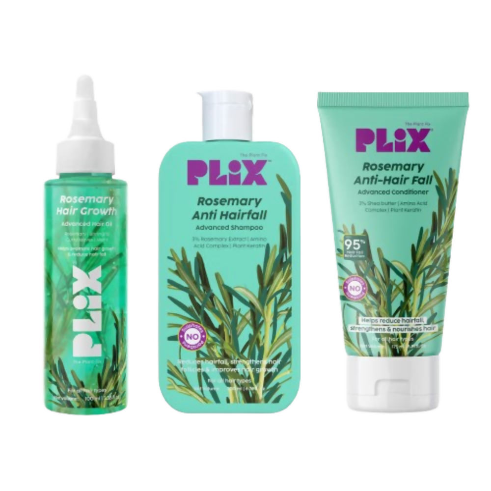 PLIX The Plant Fix Rosemary Hair Growth Advanced Hair Oil, Anti Hairfall Shampoo & Conditioner