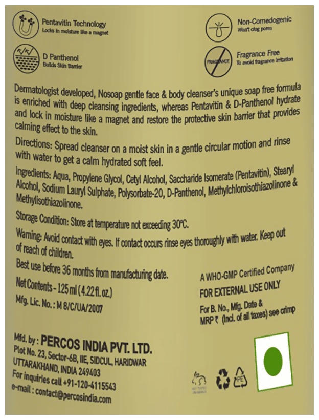 Nosoap Gentle Face & Body Cleanser - Distacart