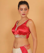 Thumbnail for Joban Fashion Silk Zari And Sequence Work Padded Blouse - Red