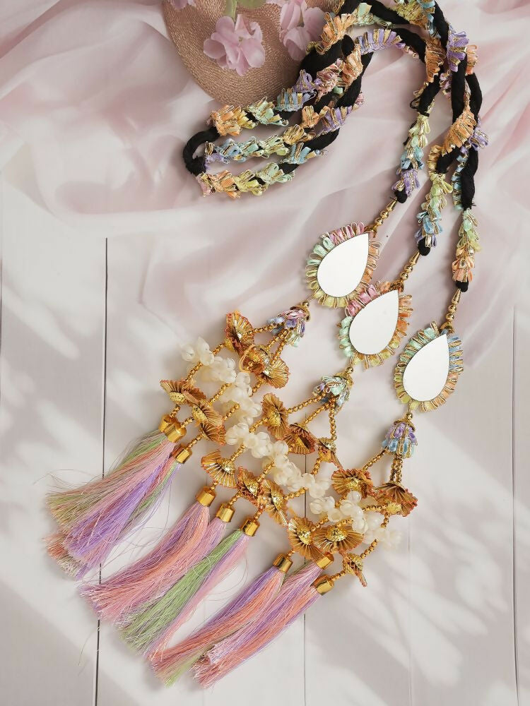 Ruby Raang Colorful Gota Pati Work And Colorful Pastel Hues Threadswith And Black Thread & Mirros - Distacart