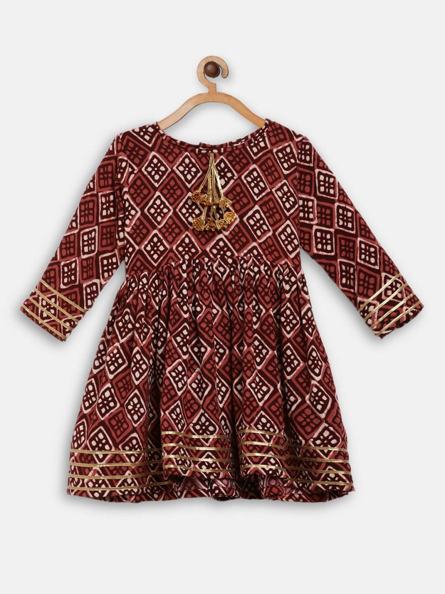 Ahalyaa Maroon Rayon Printed Kurta Palazzo Sets for Kids For Girls - Distacart