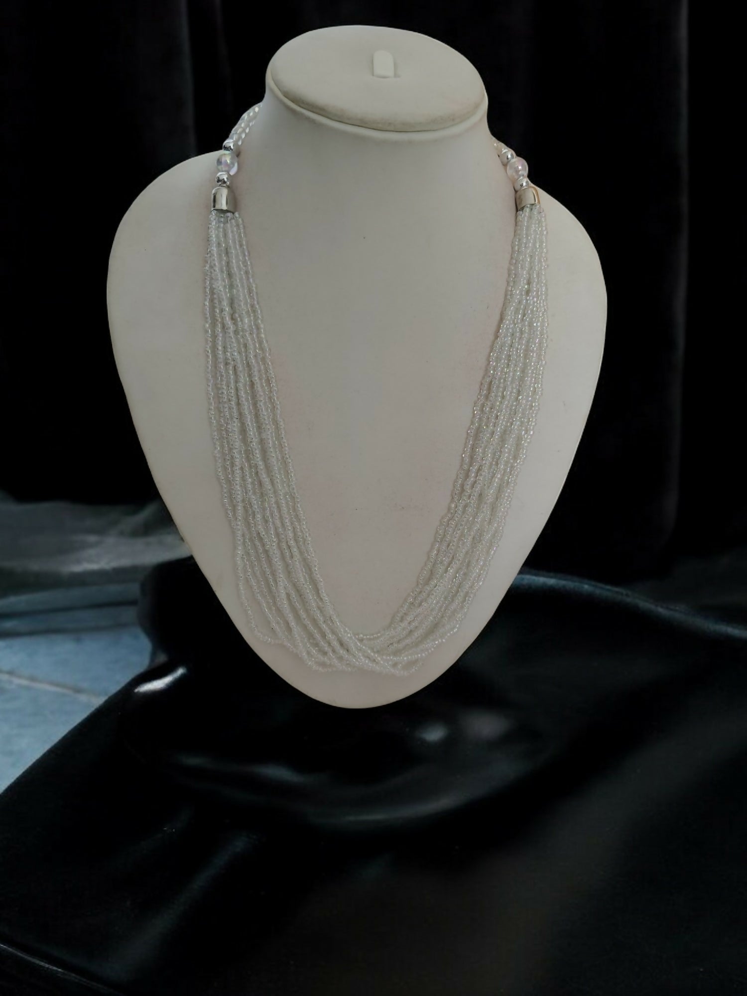 Inhanns Bloom Handmade Beaded Only Necklace - 12 Layers - Ivory - Distacart