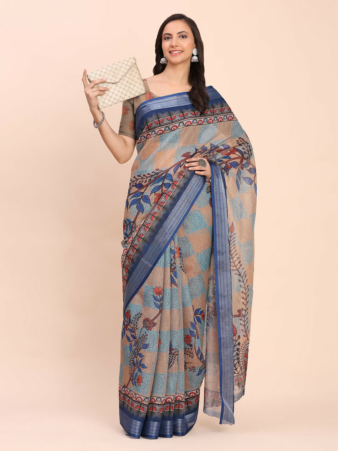 Astita Linen Cotton Cream Saree