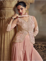 Thumbnail for Anaita Baby Pink Georgette Readymade Suit with Embroidery Work - Distacart