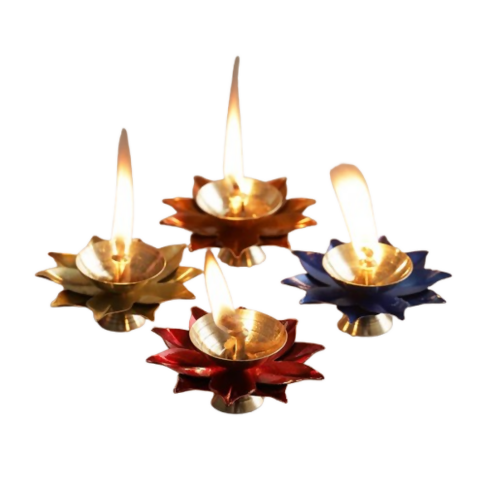 CraftVatika Brass Flower Shape Diya For Festival Decoration - Dista