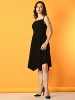 Thumbnail for Myshka Women's Black Solid Party Dress - Distacart
