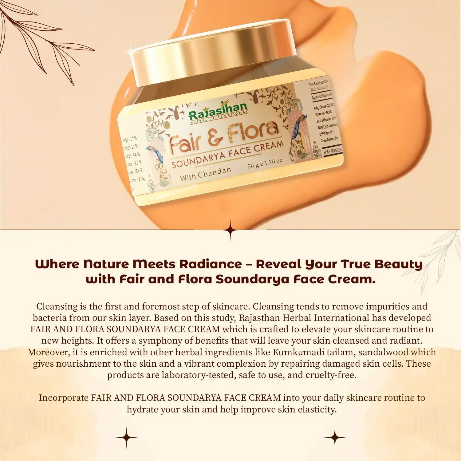 Rajasthan Herbals Fair & Flora Soundarya Face Cream - Distacart