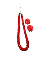 Thumbnail for Inhanns Noor-E-Jalwa – Handmade Crystal Bead Necklace / Necklace With Earrings -Adjustable - Red - Distacart