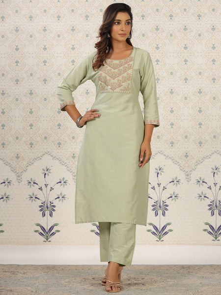 Ode by House of Pataudi Women Floral Embroidered Flared Sleeves Mirror Work Kurta - Distacart