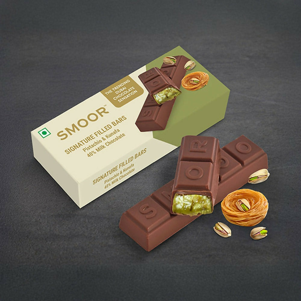 Smoor Signature Filled Pistachio & Kunafa Bar Chocolate - Distacart