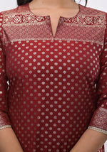 Thumbnail for Juniper Women's Maroon Ethnic Motif Printed Silk Kurta Set With Zari Work - Distacart