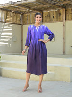 Thumbnail for Juniper Purple women muslin dress with vibrant tie & dye print - Distacart