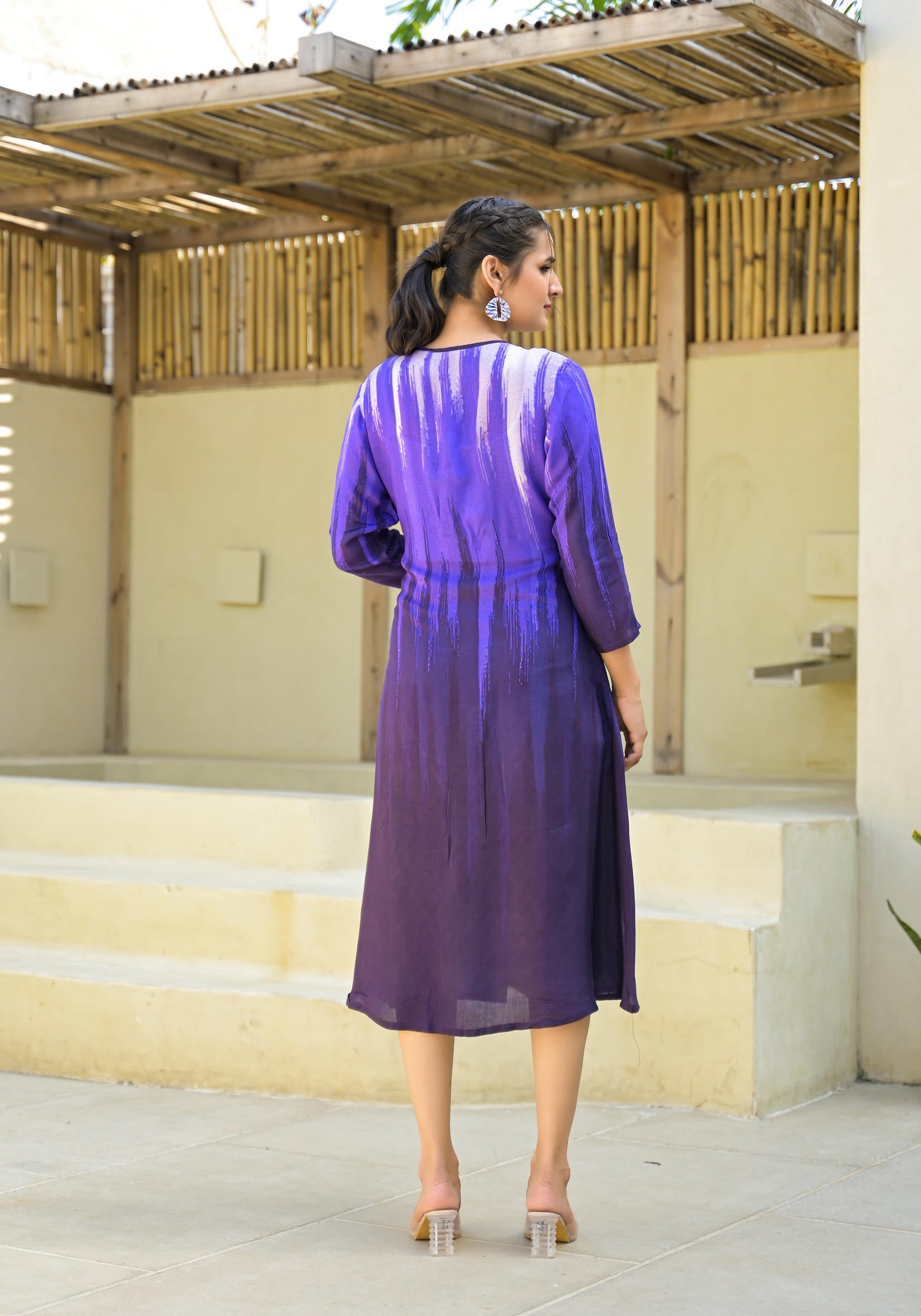 Juniper Purple women muslin dress with vibrant tie & dye print - Distacart