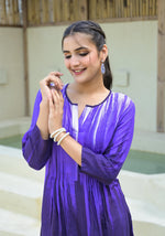 Thumbnail for Juniper Purple women muslin dress with vibrant tie & dye print - Distacart