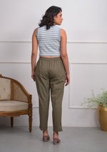 Thumbnail for Juniper Charcoal Solid Cotton Pants With Partially Elasticated Waistband And Two Side Pockets - Distacart