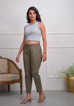 Thumbnail for Juniper Charcoal Solid Cotton Pants With Partially Elasticated Waistband And Two Side Pockets - Distacart