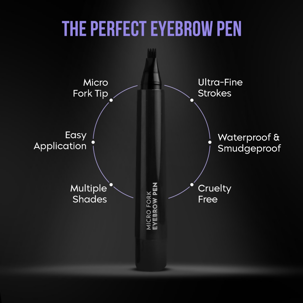 Gleva Eyebrow Pen with 4 Micro-Fork Tip Applicator - Dark Brown - Distacart