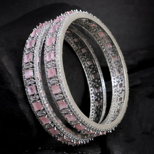 American Diamond Pink Partywear Bangles By House of Ree - Distacart