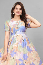 Thumbnail for Preksha Creation New Georgette Floral Print Women Light Blue Gown - Distacart