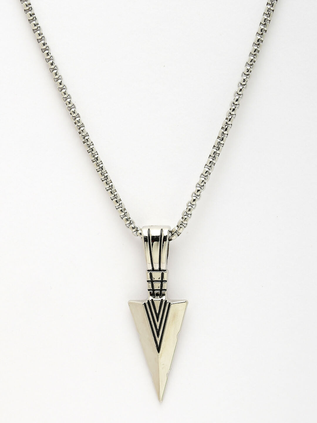 NVR Men's Silver-Plated Arrow-Shaped Pendant With Chain - Distacart