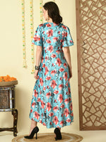 Thumbnail for Myshka Women's Multi Printed Velvet Party Dress - Distacart