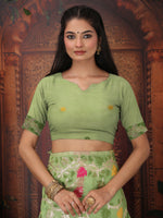 Thumbnail for Astita Linen Cotton Green Saree