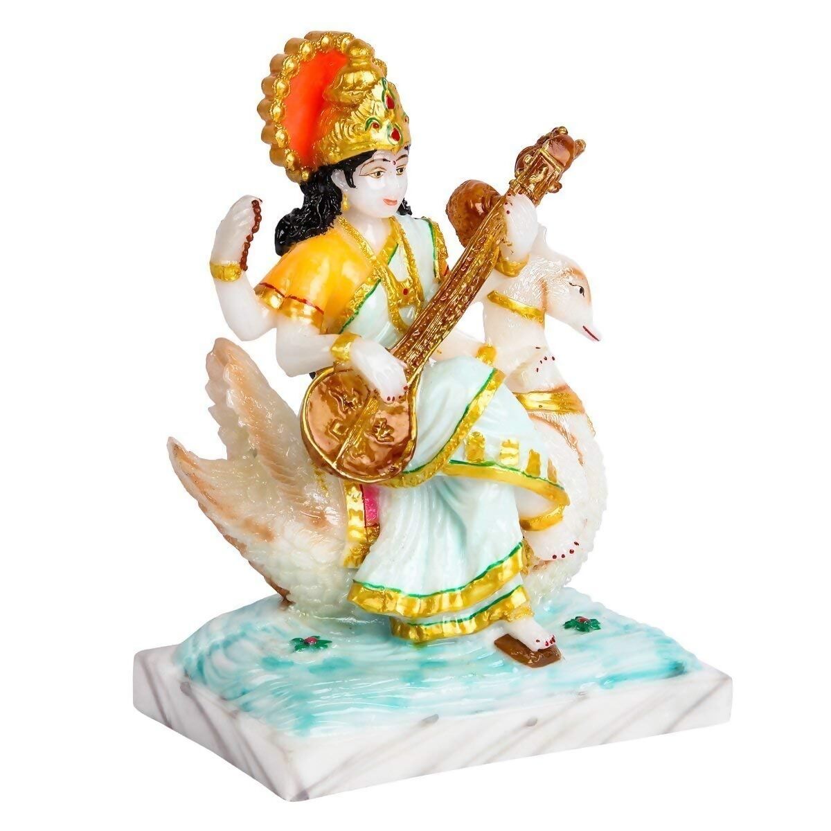 Divine Gifts Marble Dust Goddess Saraswati Idol - Distacart