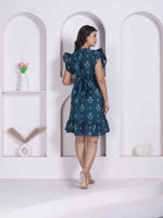 Thumbnail for Miravan Women Empire Waist Blue Mini Length Dress - Dista