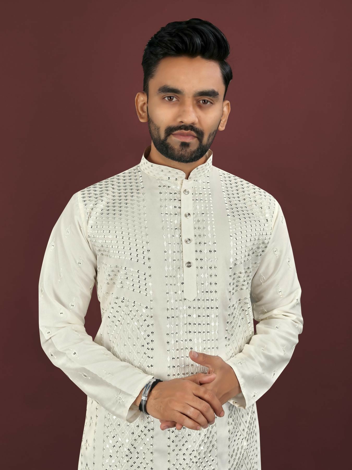 Anaita White Embroidered Silk Straight Kurta - Distacart