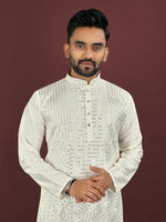 Thumbnail for Anaita White Embroidered Silk Straight Kurta - Distacart